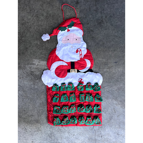Vintage L'Art Christmas Advent Calendar Fabric Santa Claus 90s 24 pockets‎ kids - Picture 7 of 7
